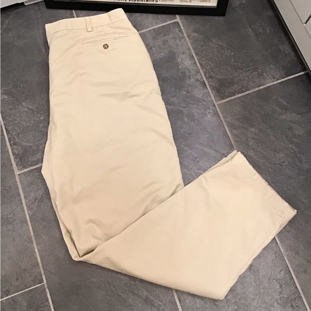 Vintage LL Bean Mens Flannel Lined Pants Size 42x34 Pleated Khakis Straight Leg - Picture 10 of 16